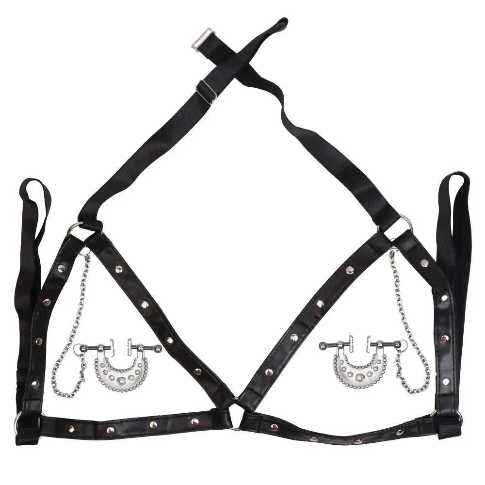 QKKQ 1 Pair Female Metal Bondage Nipple Clamp with Chain - Stainless Steel Restraints for Women Couples - Stimulating Teasing Toy.