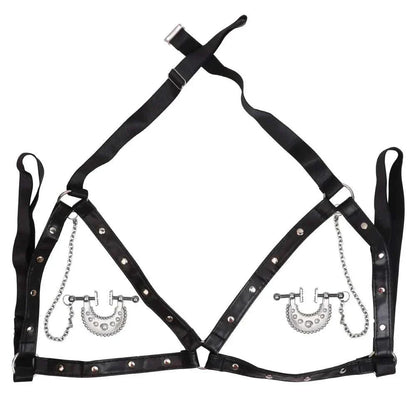 QKKQ 1 Pair Female Metal Bondage Nipple Clamp with Chain - Stainless Steel Restraints for Women Couples - Stimulating Teasing Toy.
