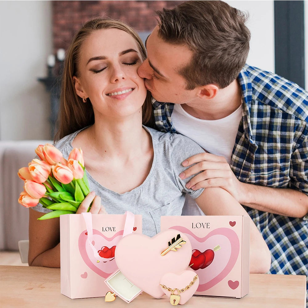 Valentine'S Day Gift Box Bag Set Unique Heart Jewelry Display Box With Arrows Storage Organiser Anniversary Birthday Gifts Box Good Vibrations