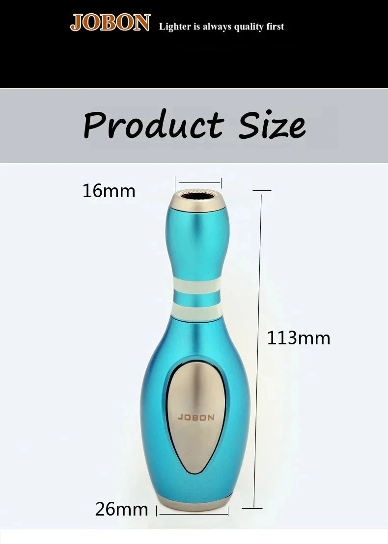 Jobon Bowling Ball Shaped Butane Gas Lighter Metal Outdoor Windproof Blue Flame Jet Turbine Torch Lighter Ornaments Gift Good Vibrations Adult Super Store