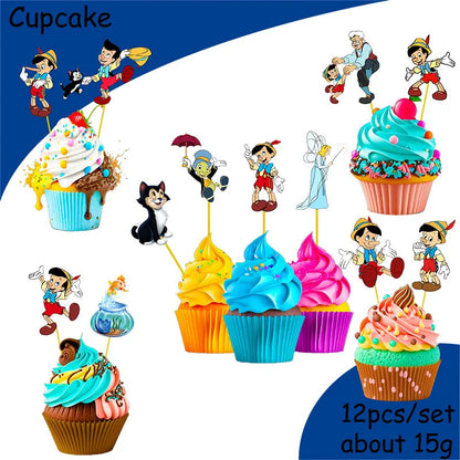 The Adventures of Pinocchio  Birthday Party Decorations Paper Tableware Cake Topper Latex Balloons Baby Shower Party Supplies Good Vibrations