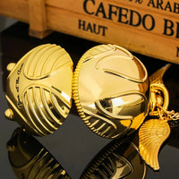 large small Golden Snitch spherical quartz pocket watch  angel wing necklace pendant pocket watch Good Vibrations
