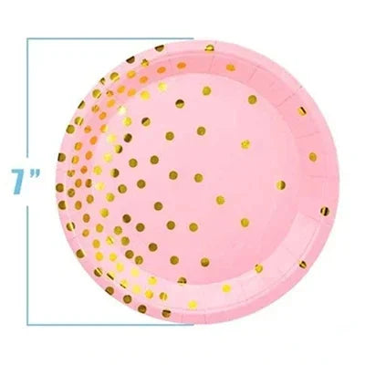 Pink Party Decoation Gold Supplies Paper Tablecloth Disposable Dinnerware Plate Napkin Cup for Christmas Birthday Party Wedding Good Vibrations
