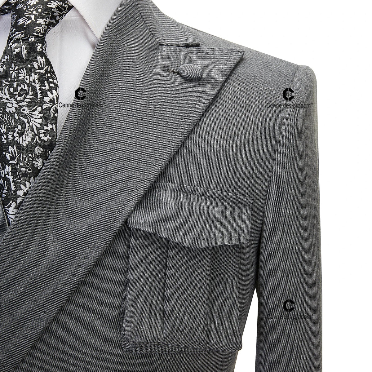 Cenne Des Graoom 2023 New Coat Design Right Side Button Men Suits Jacket and Pants 2 Pcs Set Grey Wedding Dress Groomsman Party Good Vibrations