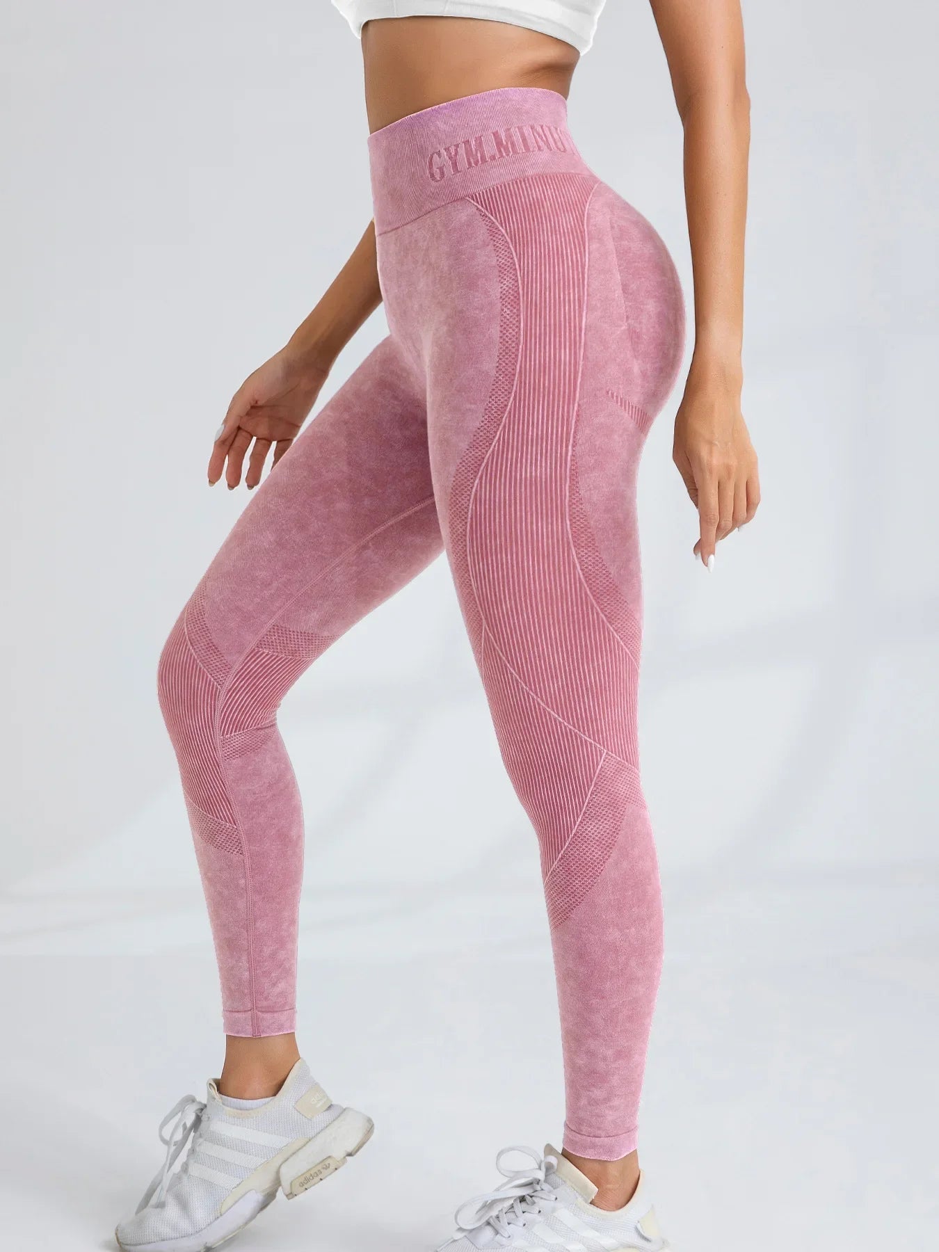 Women Seamless Gym High Waist Yoga Pants Hip Lifting Outdoor Sports Tight Waist Letter Sand Washed Pants Exercise Yoga Leggings Good Vibrations