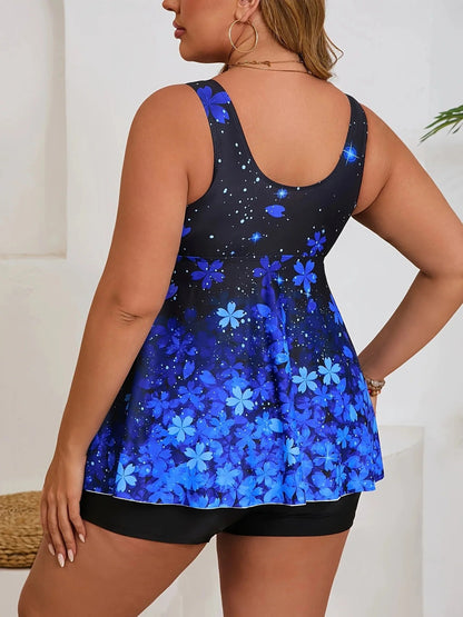 Two Piece Plus Size Tankini Women's Swimsuit 2025 Swimwear Printed Swim Top And Shorts Beach Bathing Suit Good Vibrations