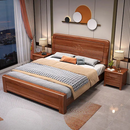 Wooden Beds Single Double Bed Bedroom Furniture Chinese Light Luxury Wood Bed Good Vibrations