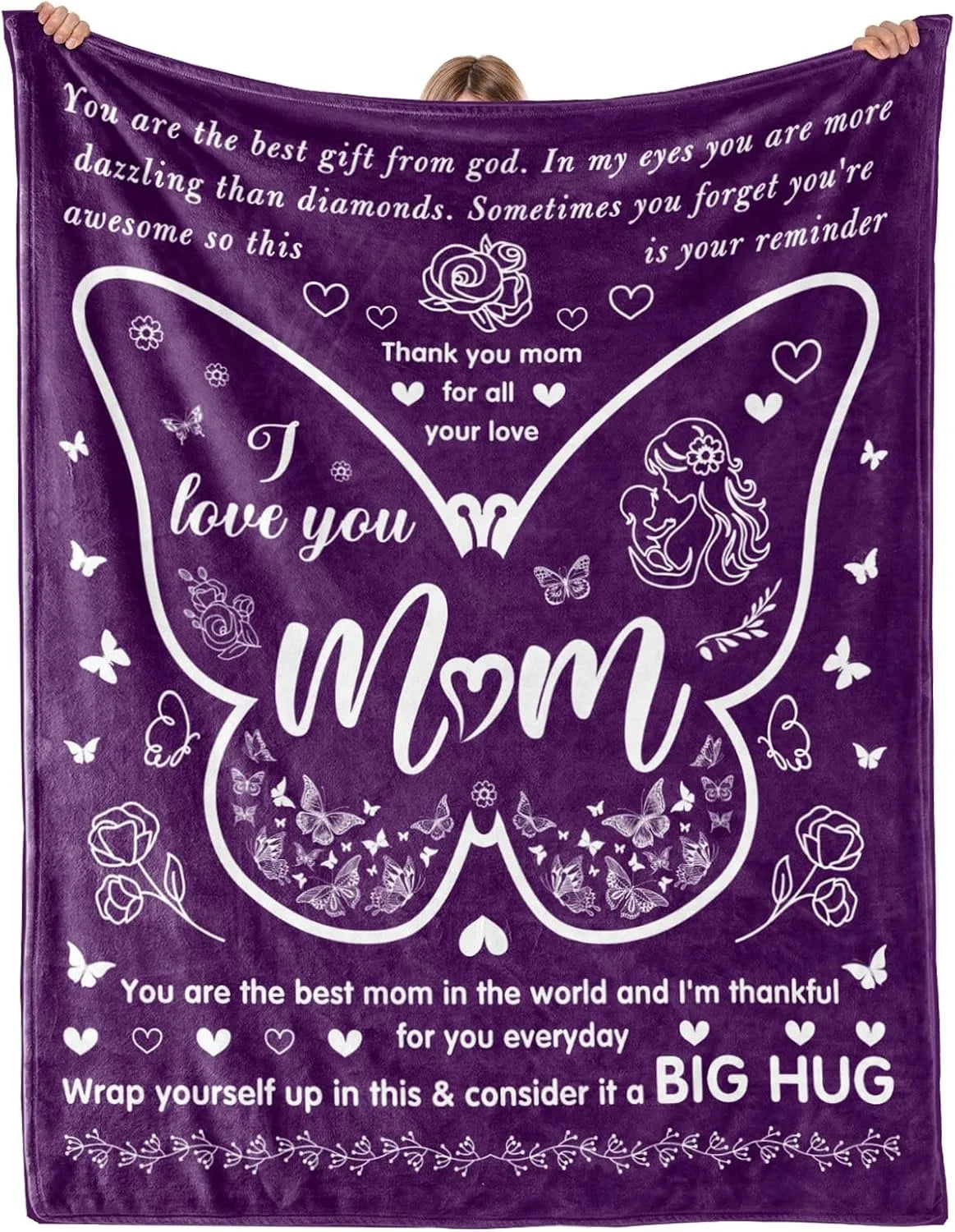 Gifts from Daughter Son for Mother's Day Birthday Mom Gifts Anniversary Unique Gifts for Mom Super Soft Flannel Throw Blankets Good Vibrations