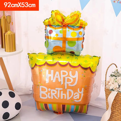 Happy Birthday Cake Aluminum Film Balloons Photo Props Supply Children Baby Birthday Party Decoration Sweet Photos Taking Ballon Good Vibrations