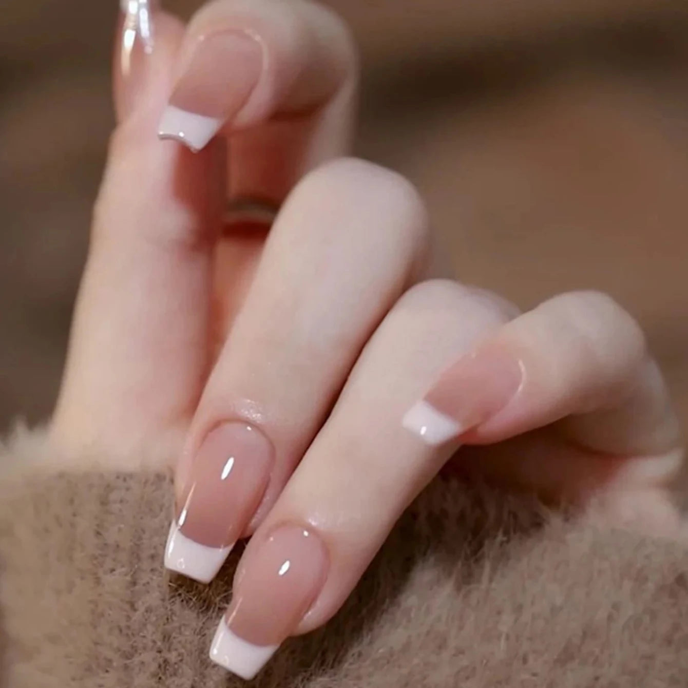 24pcs Press on Nails Short Almond Bowknot Black Press on Nails White Pearl Sweet French Tip Press on Nails Cute Nail Artificial Good Vibrations