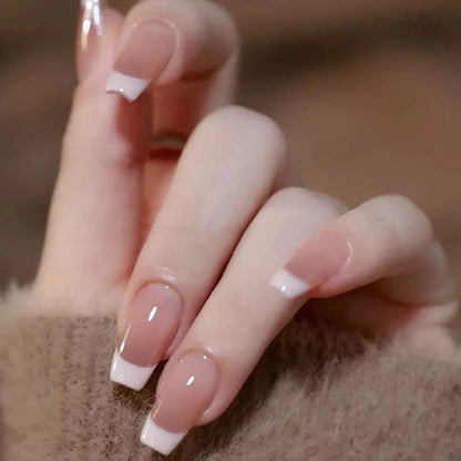 24pcs Press on Nails Short Almond Bowknot Black Press on Nails White Pearl Sweet French Tip Press on Nails Cute Nail Artificial Good Vibrations