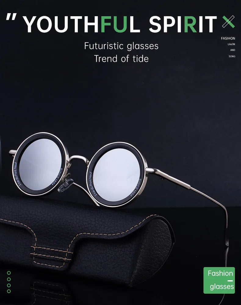 Round Steampunk Sunglass Men Vintage Punk Sunglasses Women Trendy Retro Fashion Glasses Gafas De Sol Hombre Lunette Soleil Femme Good Vibrations