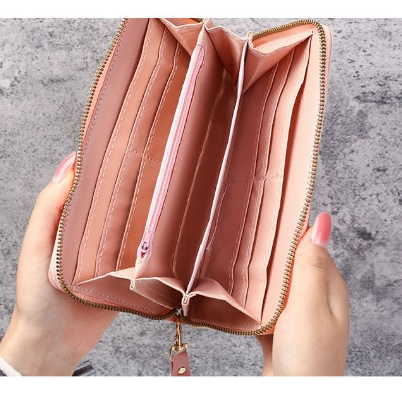 Women Large Capacity Wallet Long Zipper Durable Purse Clutch BagSimple Splicing Clutch Bag  Fashion Japanese-K Good Vibrations