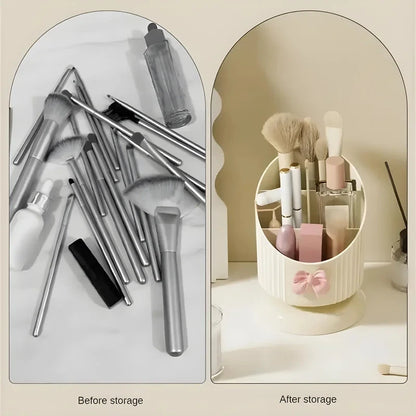 Makeup Brush Organizer with 3 Slots Cosmetic Storage Bucket with Cute Accessory Makeup Organizer Countertop for Vanity Good Vibrations