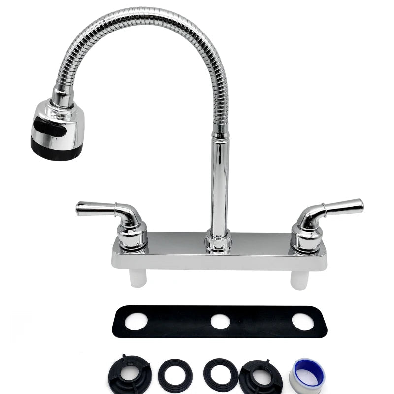 RV Faucet Replacement RV Kitchen Sink Faucet with 360 Degree Rotatable Sprayer Flexible Spout RV Bathroom Faucet Set Sink Faucet Good Vibrations