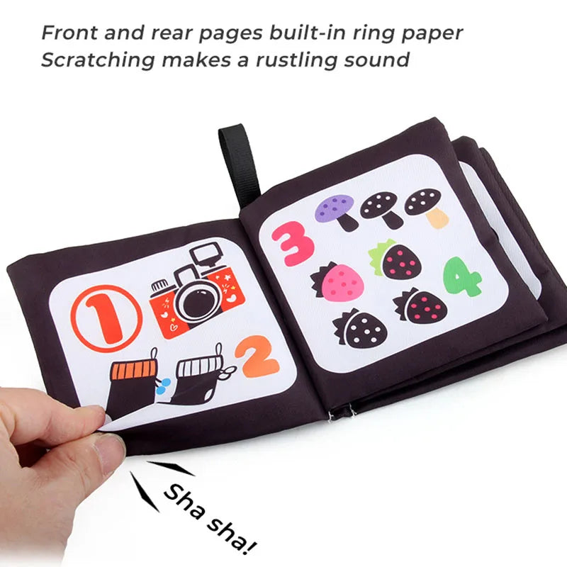 4 Pages Enlightenment Early Learning Books Children Black and White Cloth Book for Kids Montessori Educational Toys Good Vibrations