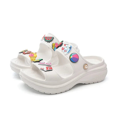Sandals for Women 2023 Korean Wedge Platform High Heels Ladies Shoes Outdoor Beach Peep Toe Non-slip Sandalias De Mujer Good Vibrations
