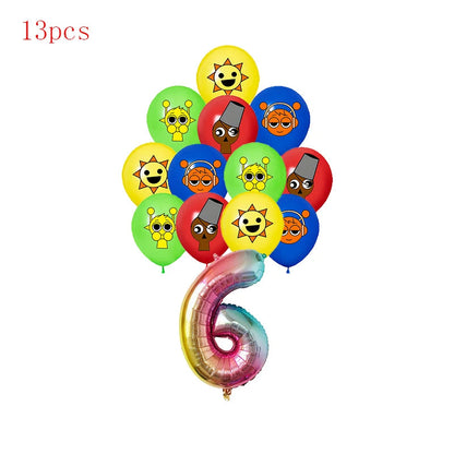 Incredibox sprunki Birthday Party Decorations Cake Topper Balloons Tablecloth Cups Plates Kids Birthday Party Supplies Good Vibrations