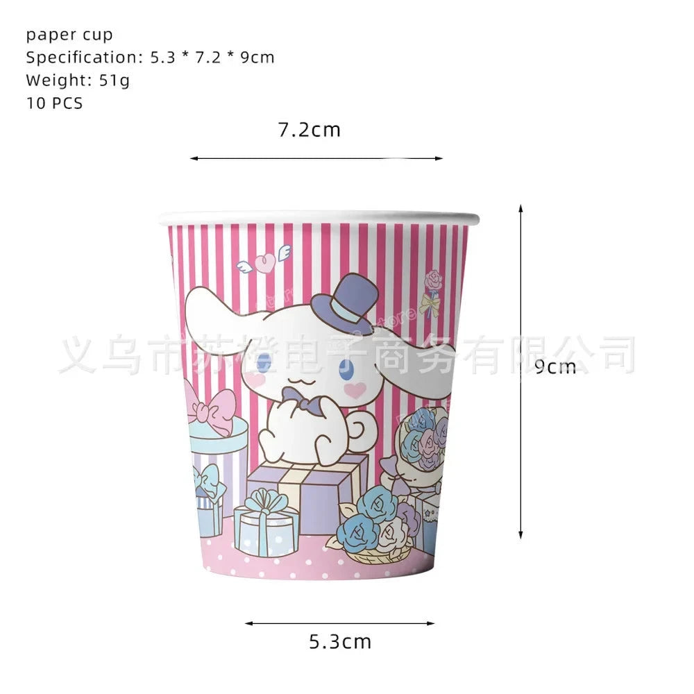 Cinnamoroll Theme Party Supplies Kids Birthday Christmas Decorations Gift Bag Ballons Banner Cake Topper Tableware Accessories Good Vibrations