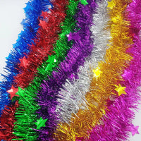 Christmas Tinsel Ribbon Garlands Christmas Trees Hanging Plastic Colorful Star Decorations Home Weddings New Year Birthday Party Good Vibrations