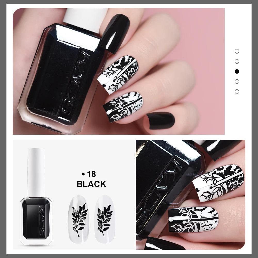 KADS 24 Colors Stamping Nail Polish Black White Gold Silver Nail Art Printing Varnish for Stamp Plate Nail Polish Lacquers Good Vibrations