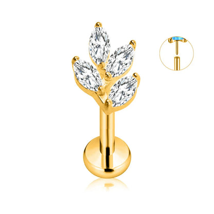 ASTM F136 G23 Titanium Flower Petals Star Heart Butterfly Threadless Piercing Pin Push in Labret Daith Conch Earring 16G 18G 20G Good Vibrations