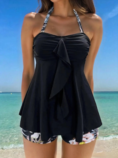 New 2025 Tankini Swimsuit Set Slim Fit Separate Skirt Style Women's Swimwear Four Corner Pants Cross Border Ladies Bikini Good Vibrations