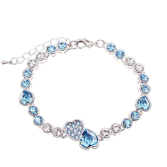 Charm Real 925 Silver  3 Colors Hearts CZ Fashion Chain Bracelet For Women Girls Wedding Fine Silver Jewelry Good Vibrations
