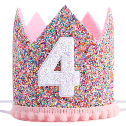 1st Birthday Party Decor Hat Kids 1 2 3 Year Happy Birthday Boy Girl Crown Hat First Happy Birthday Party Baby Shower Decoration Good Vibrations