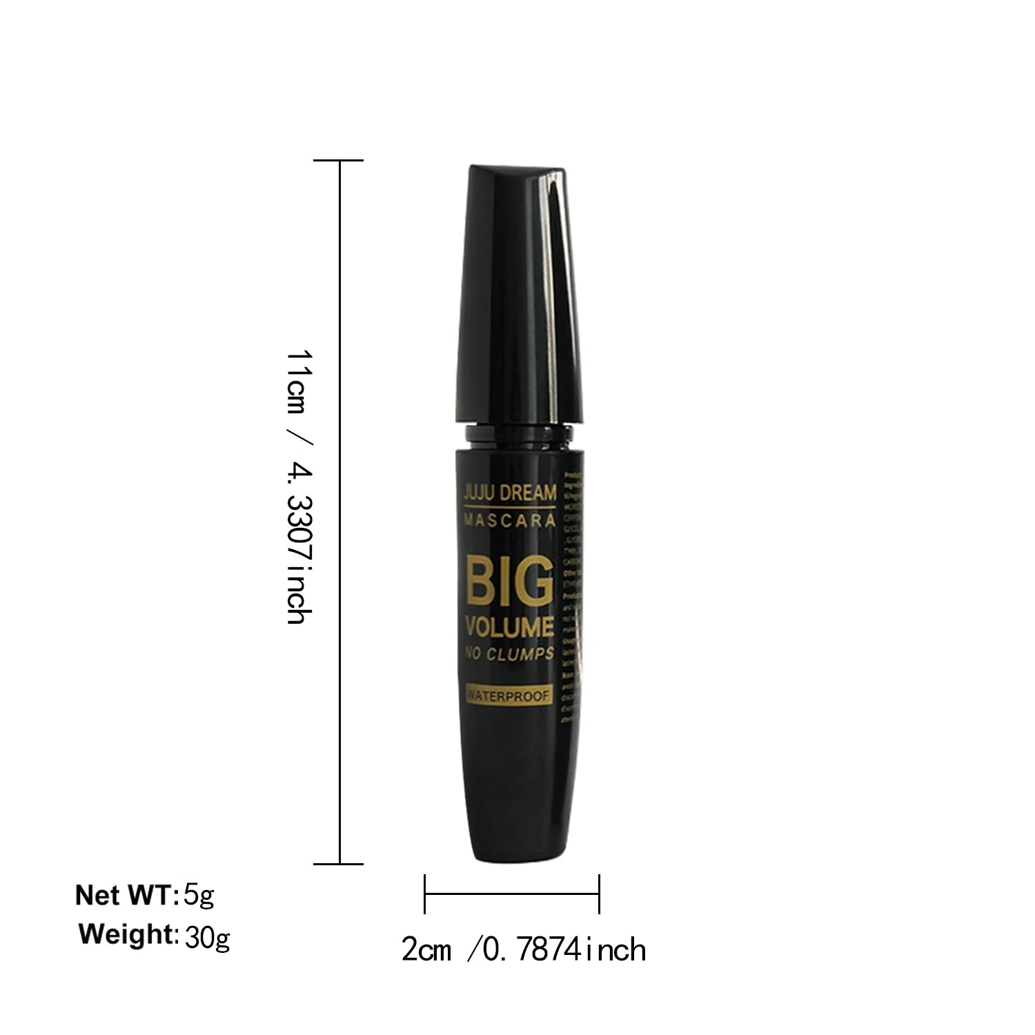 Black Mascara Thickening - Long-Lasting, Volumizing , Fiber Formula with 360° Spiral Brush Waterproof Liquid Fiber Mascara Good Vibrations
