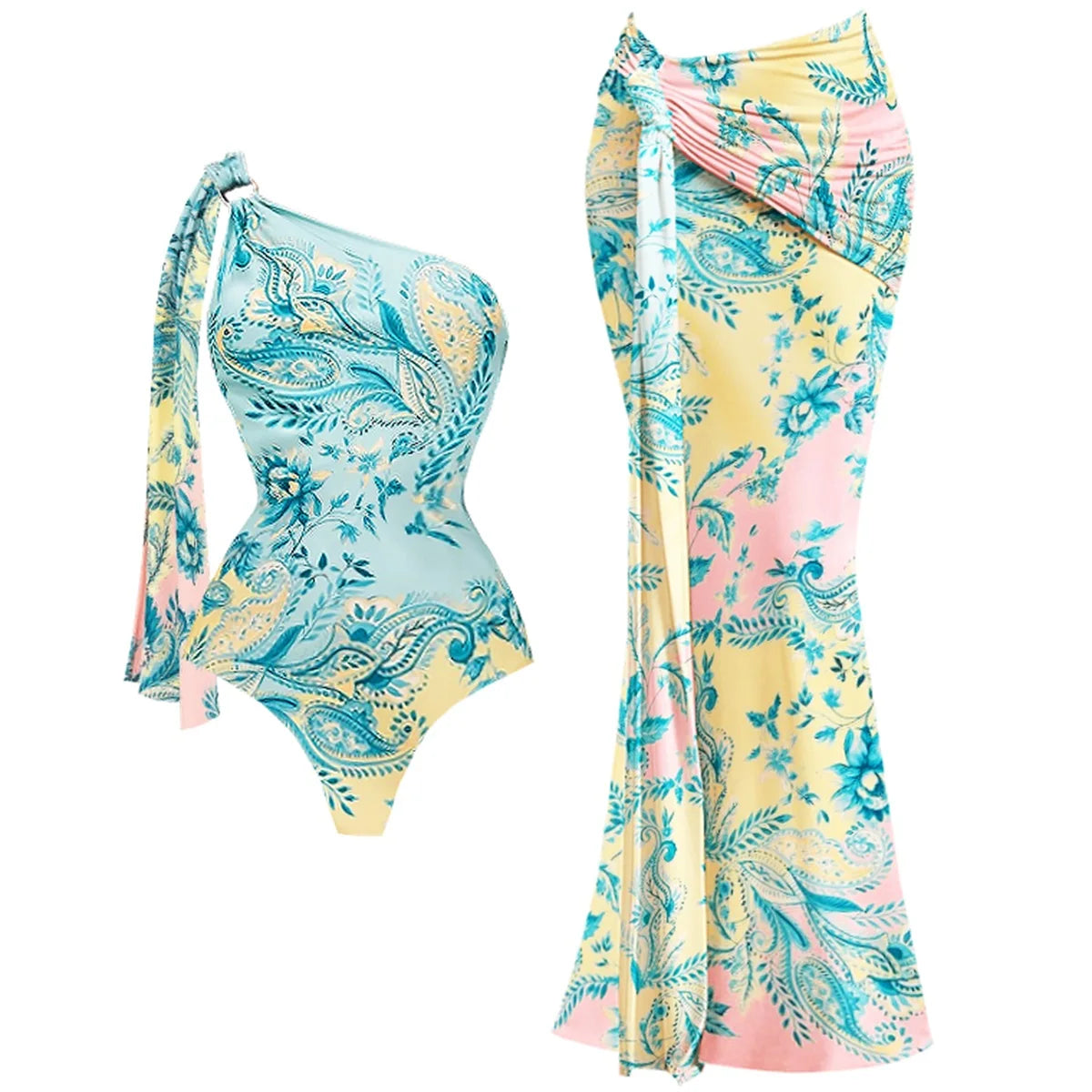 2Pcs Striped Swimsuit With Long Skirt Sexy Women Bikini Push Up Swimwear Halter Biquini Female Bathing Suit Slimming Beachwear Good Vibrations
