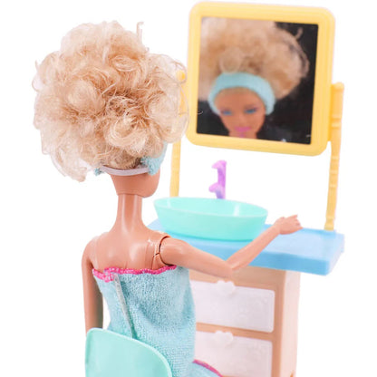 Doll House Furniture Bed Table Chair For 11.8inch 30cm Doll Plastics Cleaning Tools Accessories Mini Furniture Model Gifts Toys Good Vibrations