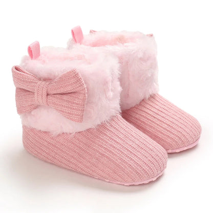 Baby Autumn/Winter Pink Snow Boots 0-18M Girl Baby Warm Cotton Shoes Solid Color First Walking Shoes Children's Shoes Good Vibrations