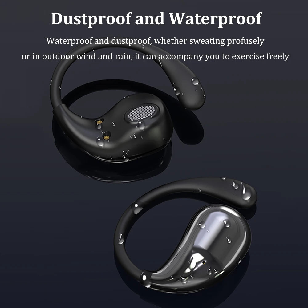 Bluetooth 5.4 Ear Hook Headphones TWS Wireless Earphones HiFi Stereo Waterproof Headsets LED Display Long Standby Touch Earbuds Good Vibrations