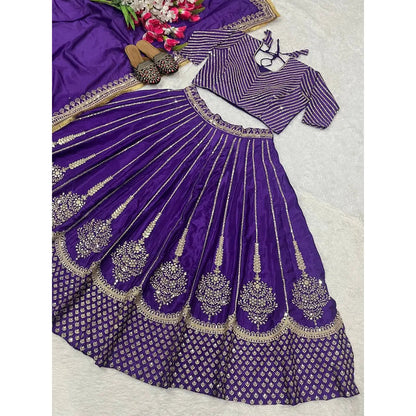 Maruti Designer Purple Wedding Dresses Embroidered Lehenga Choli with Sequence Work Good Vibrations