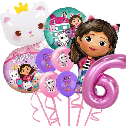 Gabby Doll House Birthday Party Decoration Cat Cutlery Cup Plate Stickers Baby Shower Children's Party Balloon DIY Toy Supplies Good Vibrations