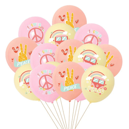 15pcs Hippie Two Groovy Bohemian Rainbow Bus Balloons For Bohemian Themed Kids Birthday Decoration Wedding Party Supplies Good Vibrations