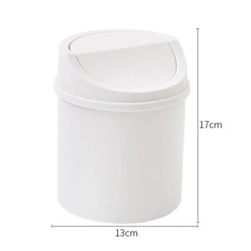 Mini Desktop Bin Small Trash Can Tube with Cover Bedroom Trash Can Garbage Can Clean Workspace Storage Box Home Desk Good Vibrations