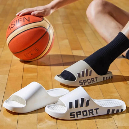 Summer Fashion Slippers For Men Indoor Outdoor Sandals Beach Flip Flop Thick Sole Male Slides Summer Non-Slip Men Shower Slipper Good Vibrations