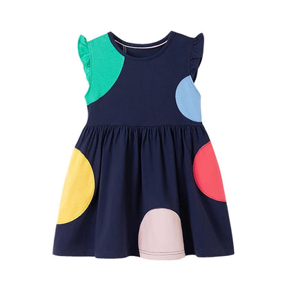 Little maven Baby Girls Summer Casual Clothes Little Genius Pretty Cartoon Dress Kids Soft and Comfort Wear Children's Clothing Good Vibrations