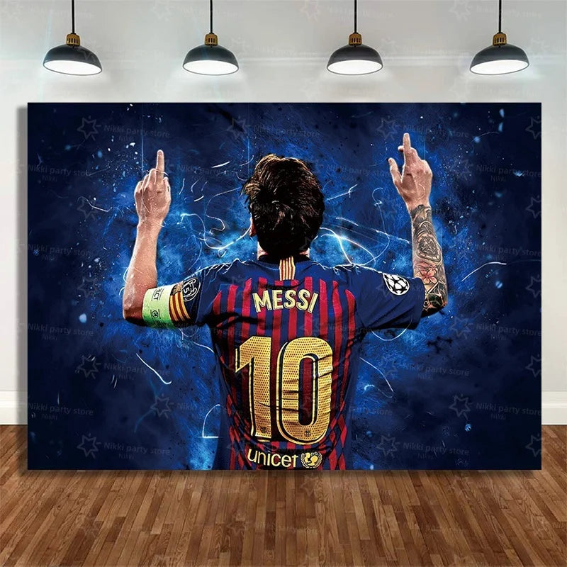 Soccer Party Supplies Superstar Messi Football Birthday Party Decoration Disposable Tableware Tablecloth Plates Cup Backdrop Good Vibrations