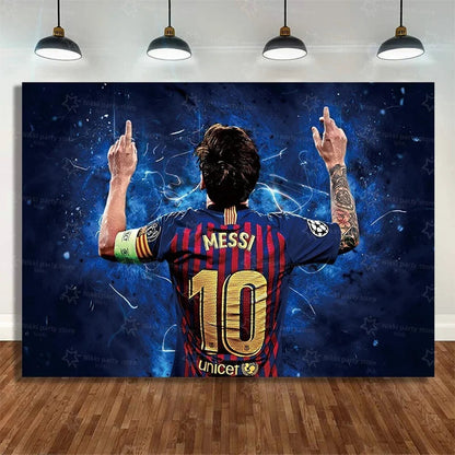 Soccer Party Supplies Superstar Messi Football Birthday Party Decoration Disposable Tableware Tablecloth Plates Cup Backdrop Good Vibrations