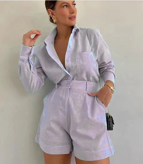 Women 2 Piece Set Outfit Women'S Vacation Fashion Casual Suit Solid Color Summer Conjuntos Para Mujeres 2 Piezas Elegantes 2025 Good Vibrations