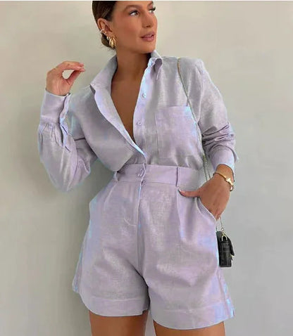 Women 2 Piece Set Outfit Women'S Vacation Fashion Casual Suit Solid Color Summer Conjuntos Para Mujeres 2 Piezas Elegantes 2025 Good Vibrations