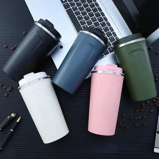 New 380/510ML Travel Stainless Steel Coffee Cup Thermal Mug Leak-Proof Thermos Bottle Tea Coffee Mug Vacuum Flask Insulated Cup Good Vibrations
