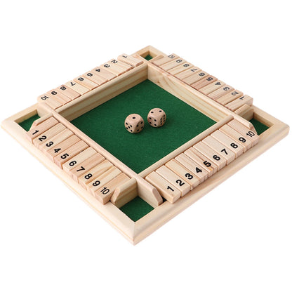 Shut The Box Dice Board Game 2-4 Players Wooden Table Game Amusing Game with 1-10 Numbers Travel Games Good Vibrations