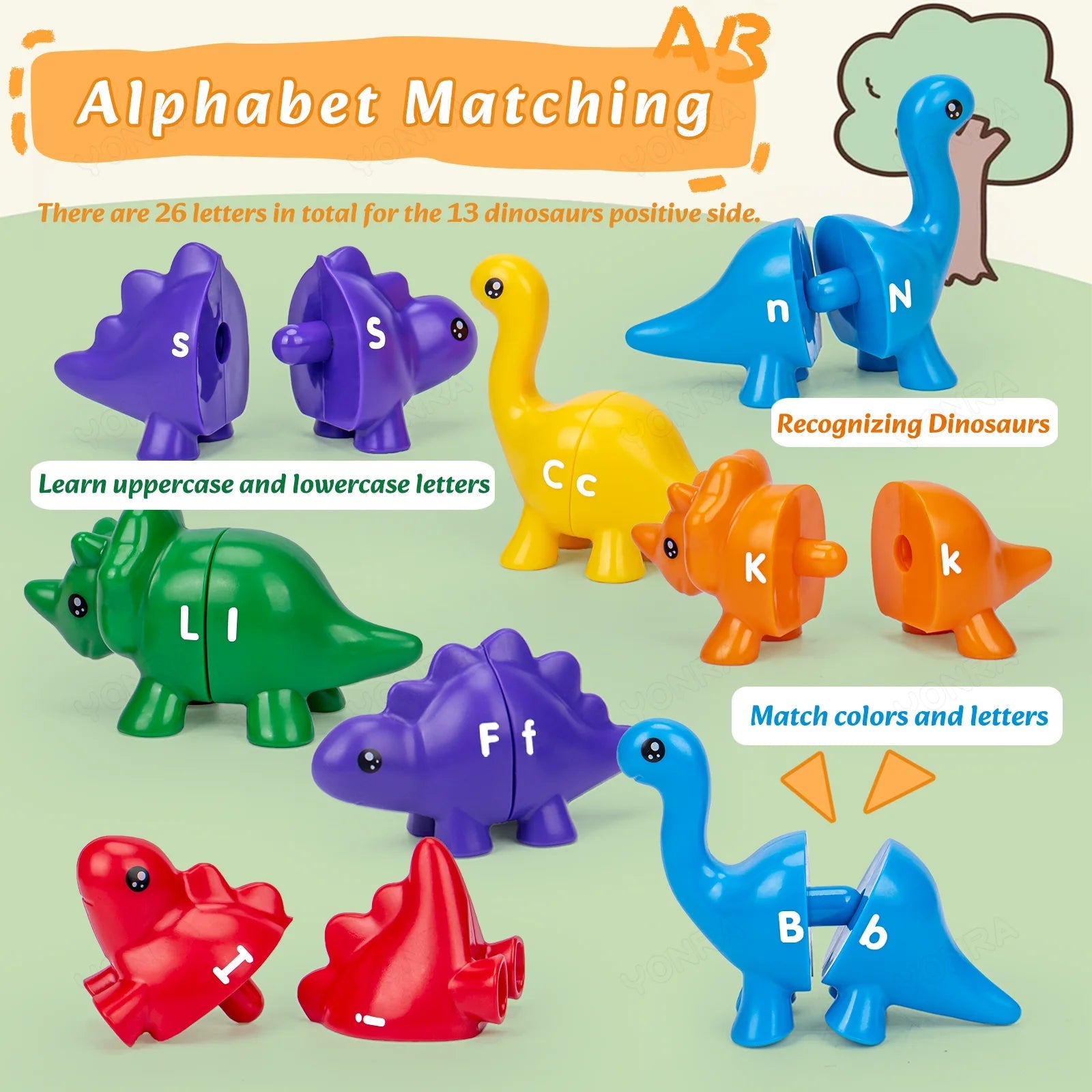 Matching Dinosaur Toy With storage bucket Montessori Toys for Kids Counting Learning Toys for Toddlers Children Development Game Good Vibrations