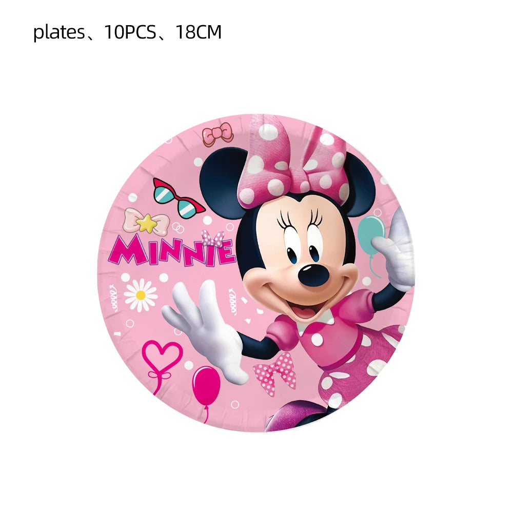Minnie Mouse Birthday Decoration Disposable Cups Plates Tablecloth Cake Latex Balloon Baby Shower Kids Girls Party Supplies Good Vibrations