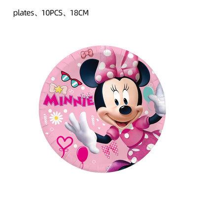 Minnie Mouse Birthday Decoration Disposable Cups Plates Tablecloth Cake Latex Balloon Baby Shower Kids Girls Party Supplies Good Vibrations