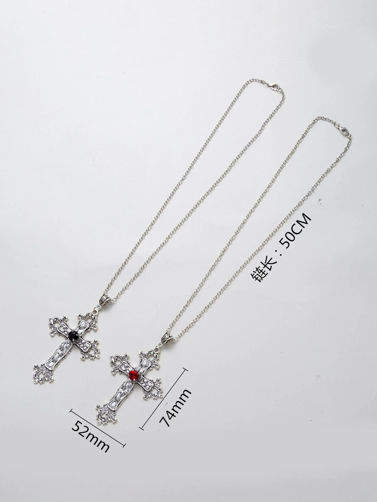 Y2K Punk Crystal Big Cross Pendant Necklaces for Women Men Gothic Irregular Cross Clavicle Chain Necklaces Jewelry Good Vibrations
